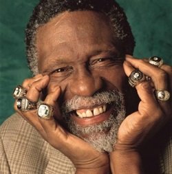 Bill Russell with championship rings